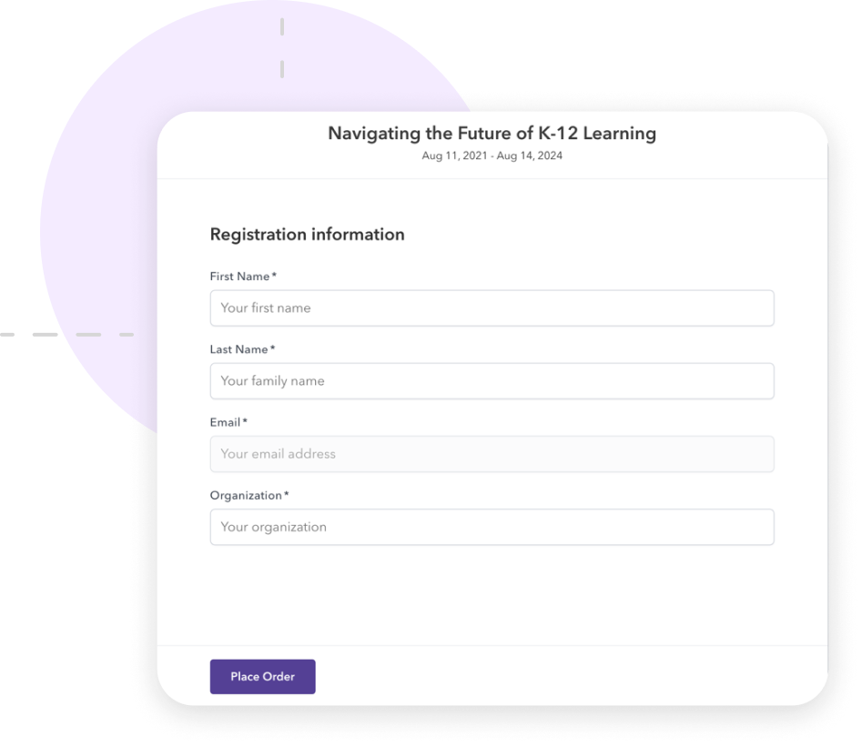 Event registration form