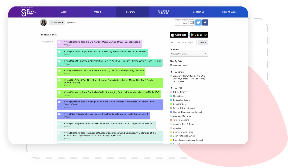 Event schedule