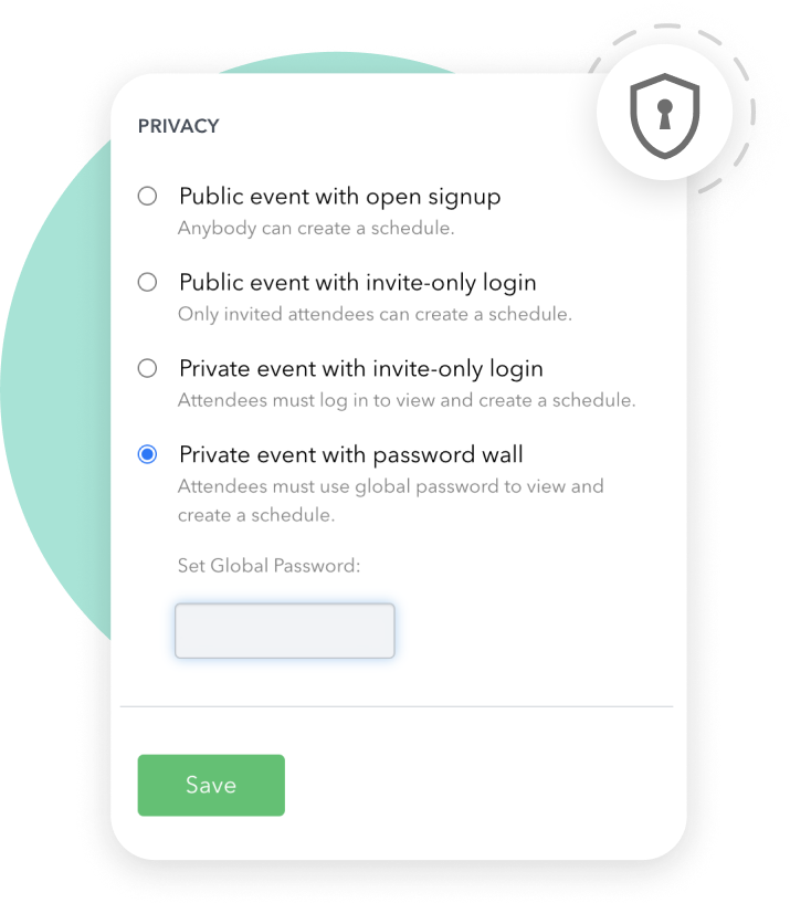Event attendee access settings screenshot