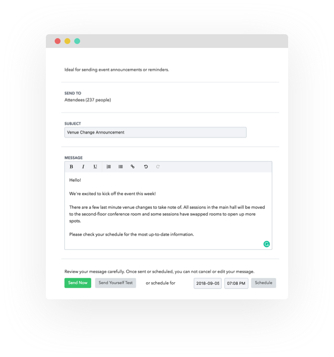 Email participants right from your control panel